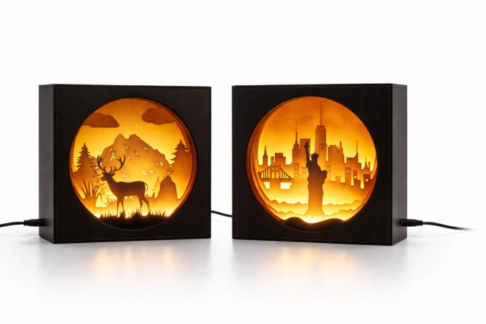 hadow box lamps – deer and city design