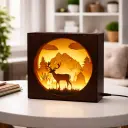Forest Deer Shadow Box Lamp | 3D Layered Handcrafted Night Light | MDF & Acrylic | Warm White LED | Home Decor & Gifting | TruLaze by EToSM®