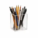 Acrylic Desk Organizer | Transparent Pen & Stationery Holder | 10.5 x 8.2 x 6.8 cm | Elegant Storage Box for Office, Home & School Use