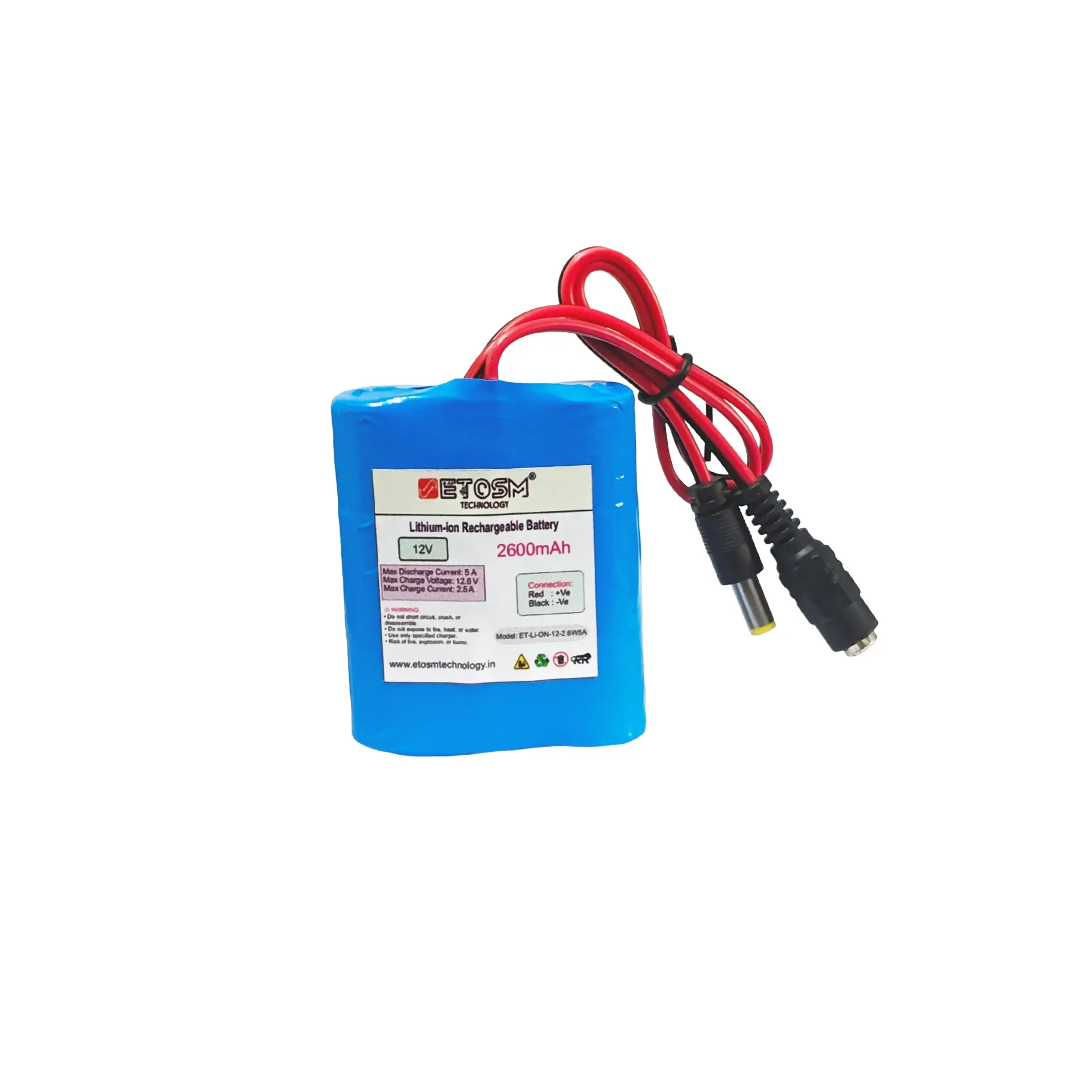[12v 2600mAh Li-ion battery] 12V 2600mAh Lithium-Ion Battery Pack | 3S 18650 Rechargeable with 5A BMS | DC Output Plug | for WiFi Routers, CCTV, Arduino, DIY, LED Strip, and Backup Projects
