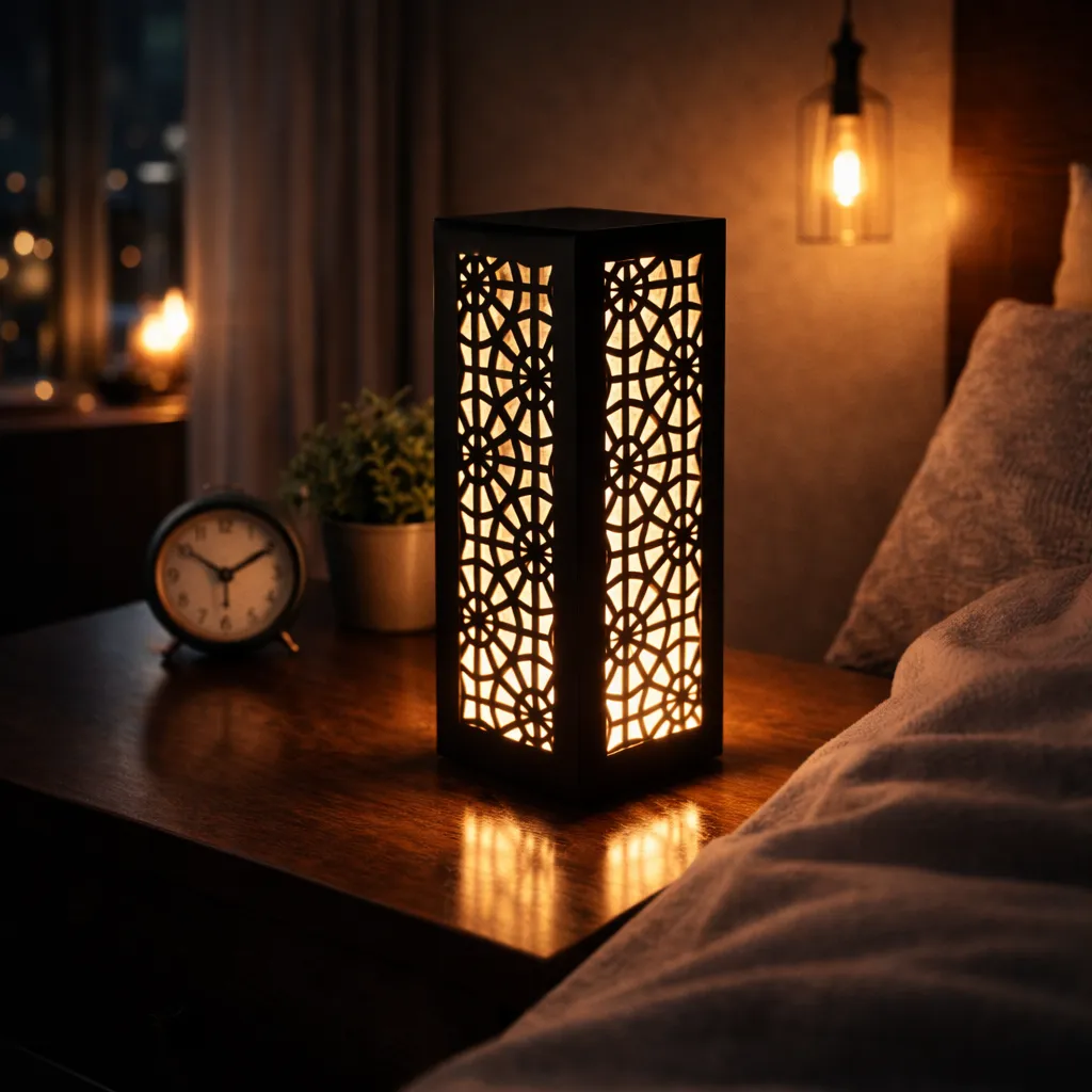 [ETOSM-NTL-N1] Decorative Wooden LED Table Lamp – Warm White Night Light for Home & Bedroom