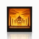 Taj Mahal 5-Layer Shadow Lamp (Warm White LED) | Wooden 3D Table Lamp for Bedroom & Home Decor