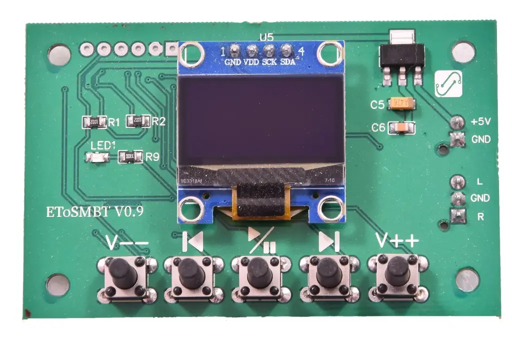 EtosmBT v0.9 – ESP32 Bluetooth Audio Receiver with PCM5102 DAC 