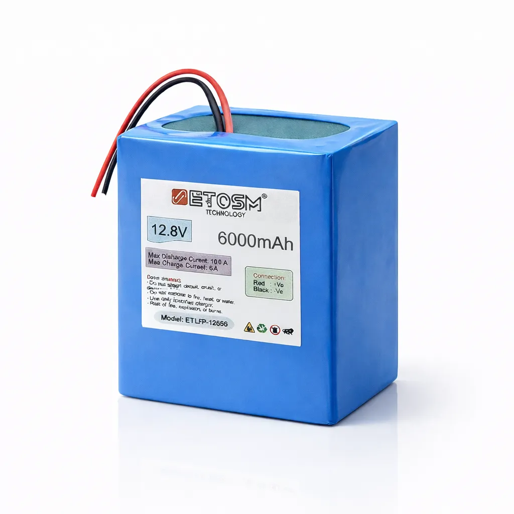 [12.8V 6000mAh LFP Battery] ETOSM 12V 6Ah LiFePO4 Battery with Built-in 10A BMS | Rechargeable Lithium Phosphate Battery for Sprayer Pump, Solar System & Backup Power